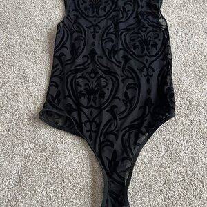 Black Velvet Patterned Bodysuit
